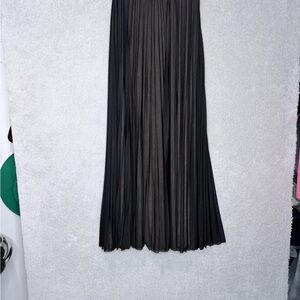 Black Pleated Sheer Overlay Maxi Skirt - ABS COLLECTION
